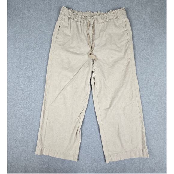 Lane Bryant Pants Womens Size 18 Linen Blend Elastic Waist Drawstring Pockets - Picture 1 of 14